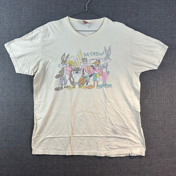 Vintage 90s Junk Food Looney Tunes Da Crew Surfing Graphic T-Shirt - Picture 1 of 8